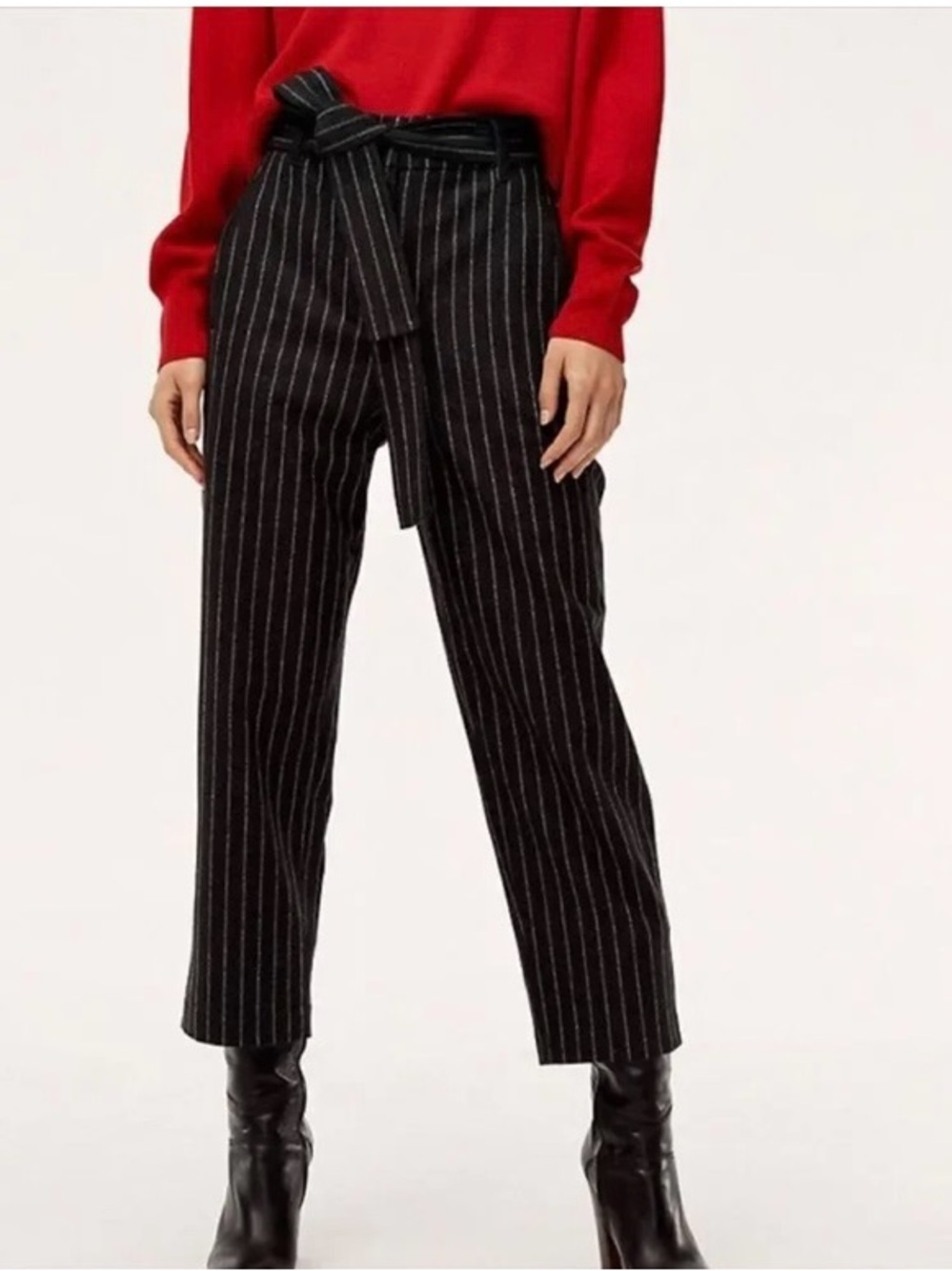 ARITZIA | WILFRED Jallade Wool Gray Striped High Waisted Pants Size 2